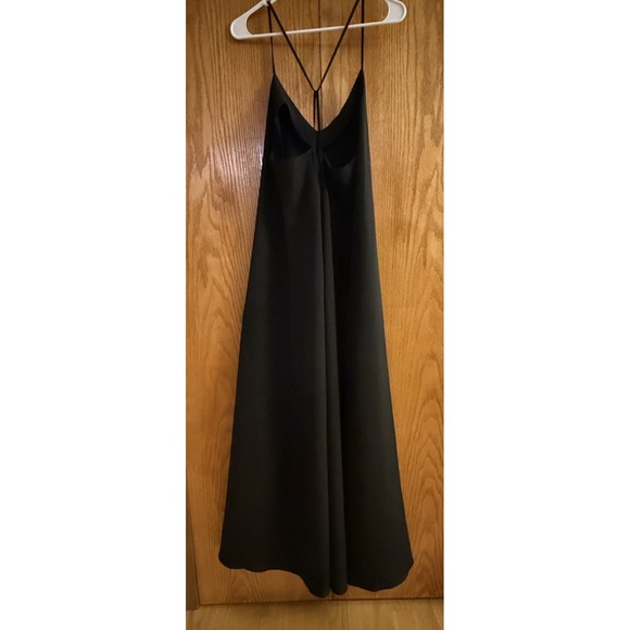 Boohoo Maxi Dress Sz 14 Black Criss Cross Spaghetti Strap Whimsygoth Sexy Flowy - Picture 2 of 11
